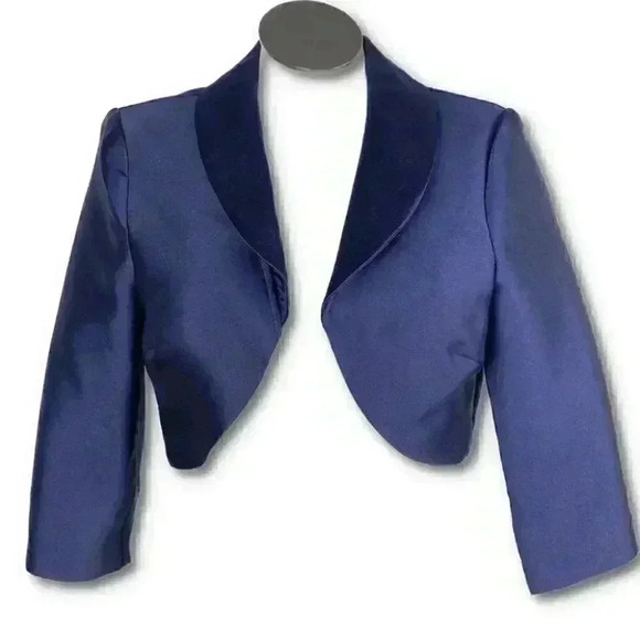 New SLNY womens jacket size 16 navy blue shrug formal mother of the bride - Picture 12 of 12
